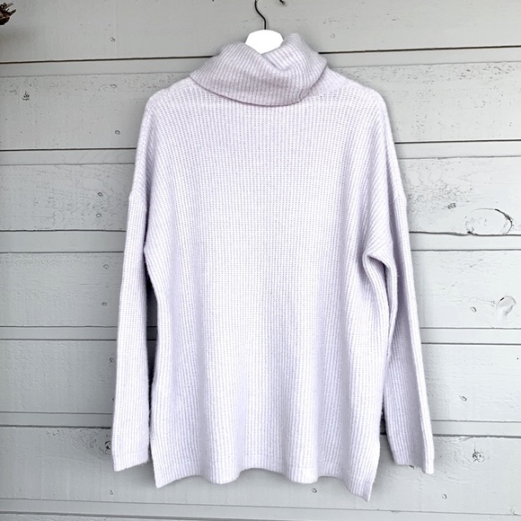 SPLENDID COLLECTION FUNNEL NECK WOOL-BLEND OVERSIZED SWEATER HEATHERED SNOWY FIG - Picture 5 of 10